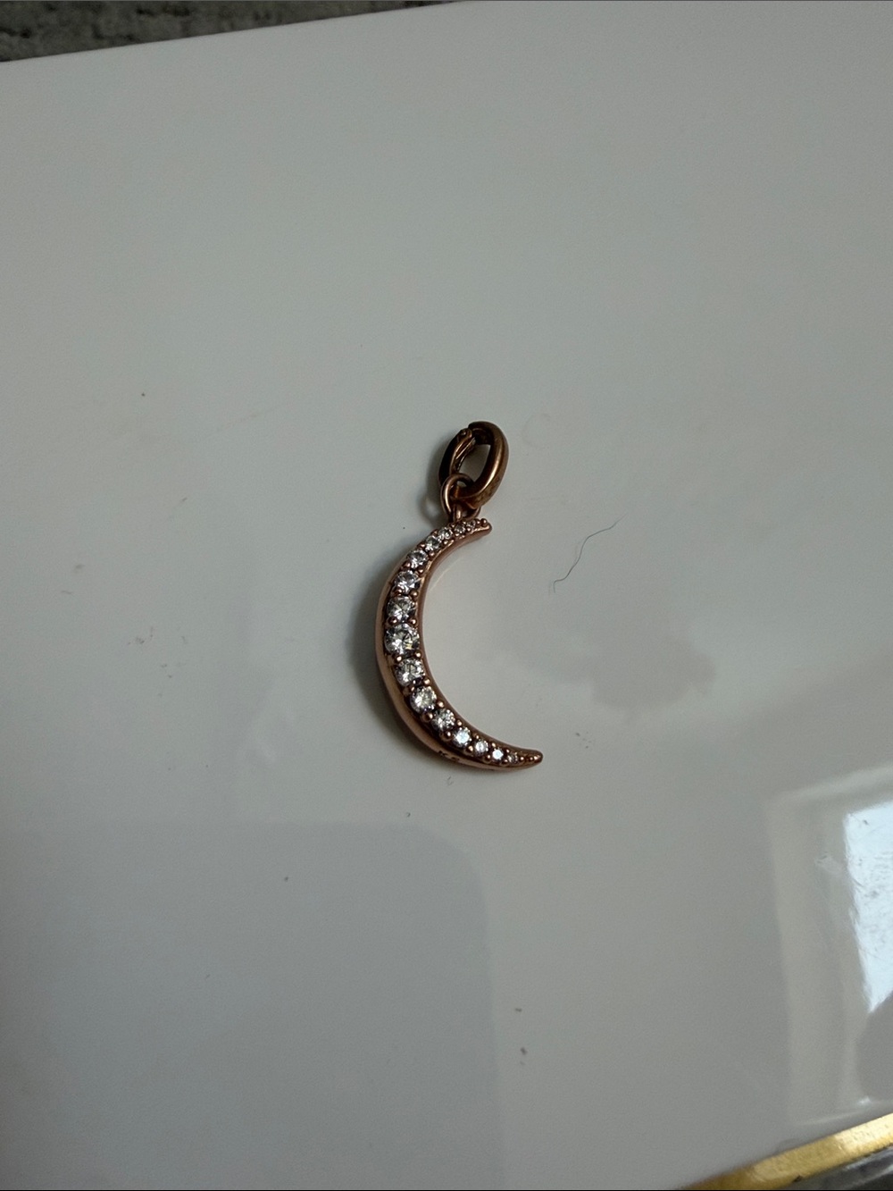 Kendra Scott Rose Gold Crescent Moon Charm with Clear Stones